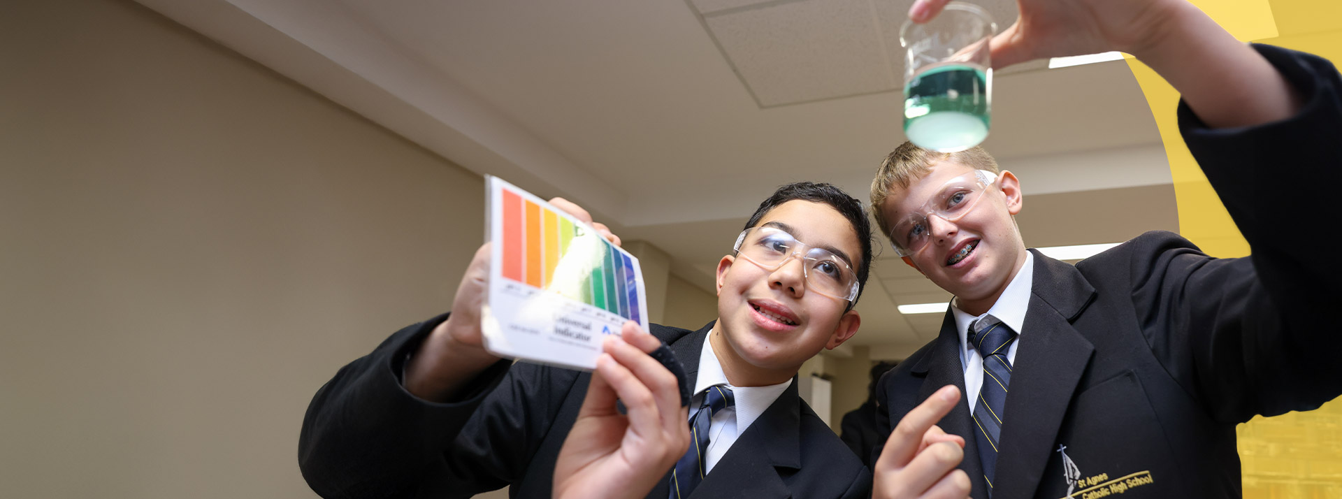 Students in the science lab at St Agnes Catholic High School Rooty Hill