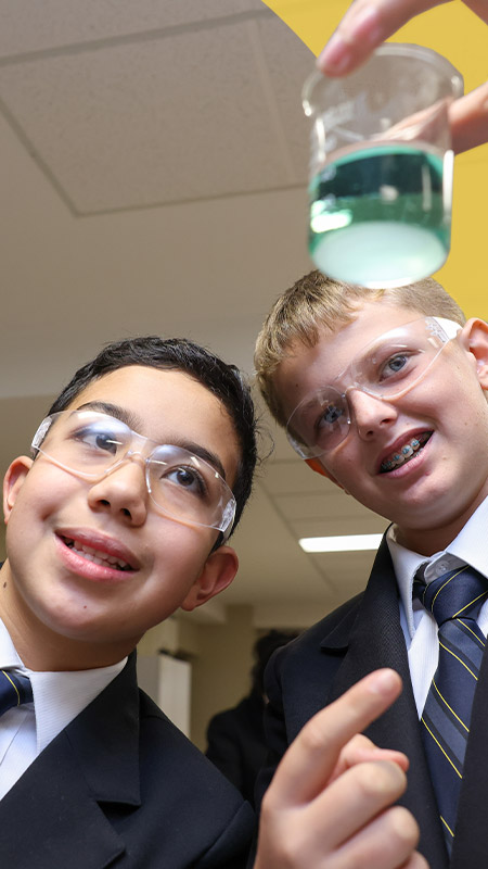 Students in the science lab at St Agnes Catholic High School Rooty Hill
