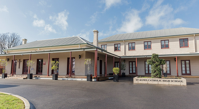 The exterior building of St Agnes Catholic High School Rooty Hill