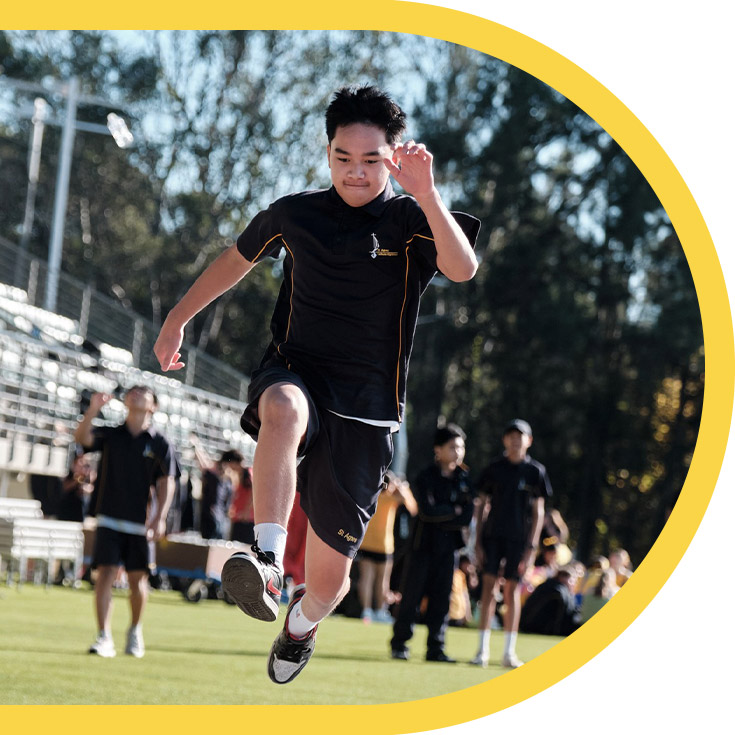 Student participating in high jump at St Agnes Catholic High School Rooty Hill