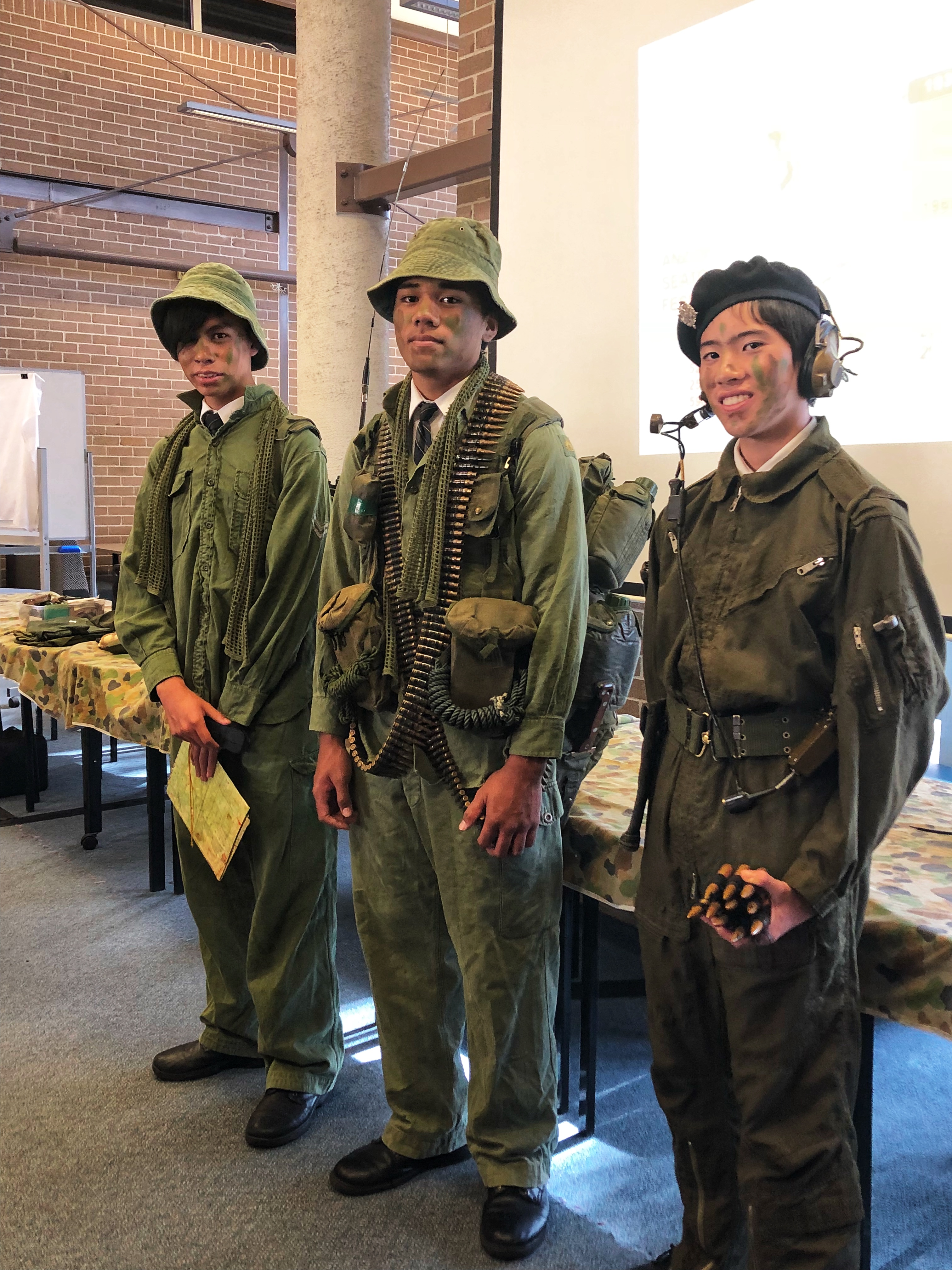 St Agnes Rooty Hill students dressed in Vietnam War gear