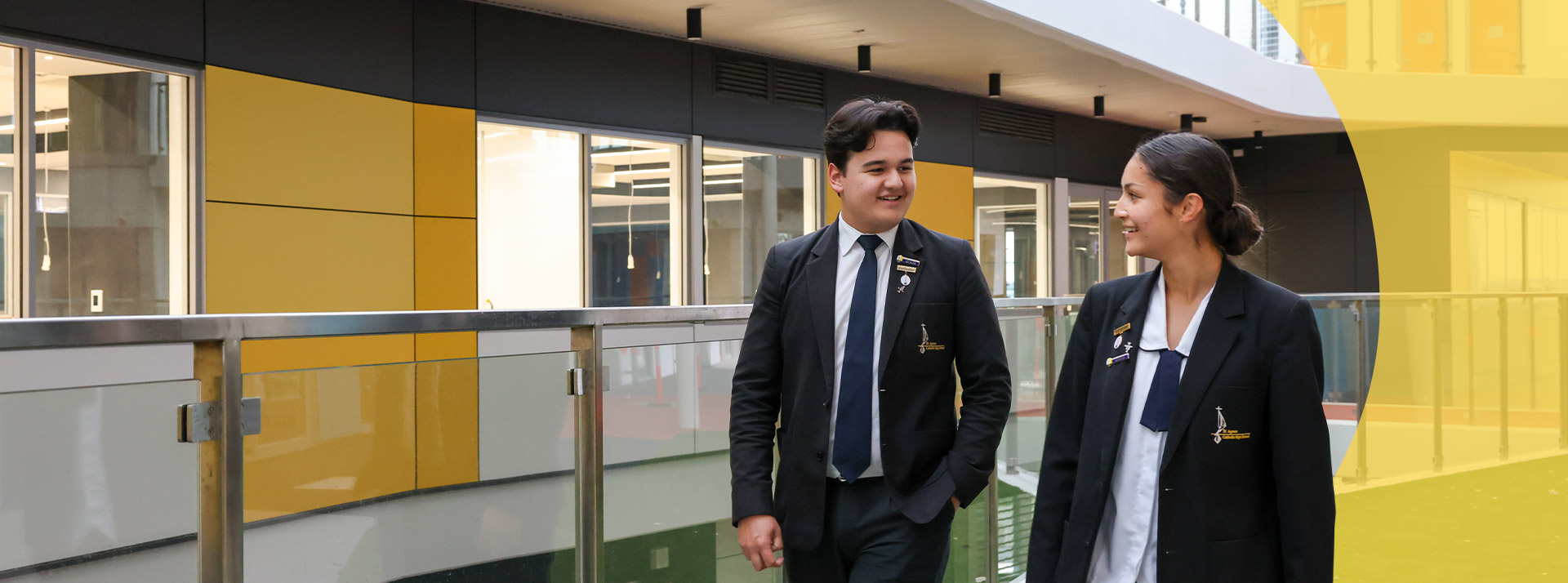 Students walking through the creative hub at St Agnes Catholic High School Rooty Hill