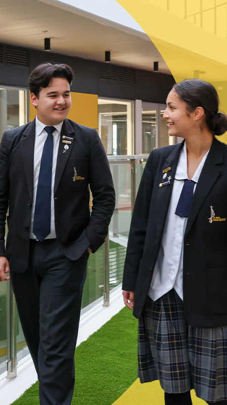 Students walking through the creative hub at St Agnes Catholic High School Rooty Hill