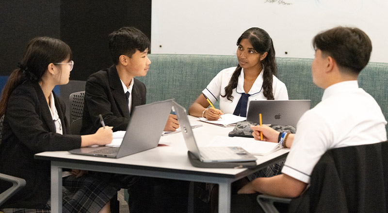 Students studying together in the classroom at St Agnes Catholic High School Rooty Hill