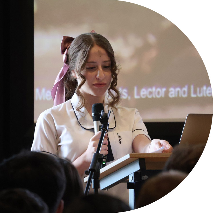 Student at Ash Wednesday liturgy at St Agnes Catholic High School Rooty Hill