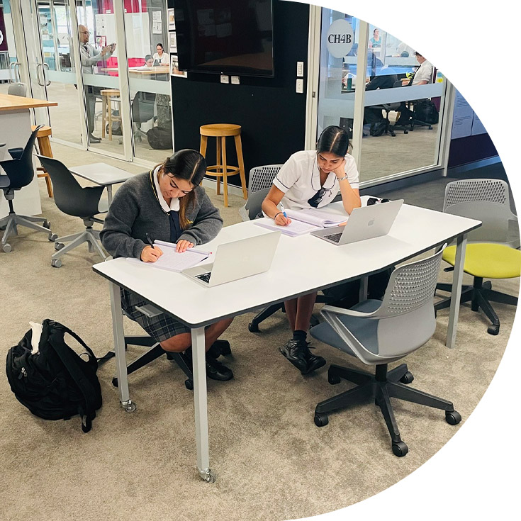 Students at their desks together in the classroom at St Agnes Catholic High School Rooty Hill