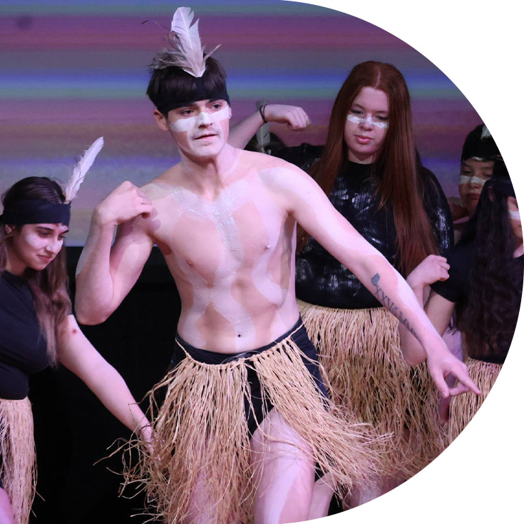 Students performing a cultural dance from St Agnes Catholic High School Rooty Hill